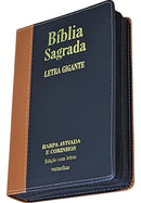 Bíblia Sagrada Com Harpa Letra Grande Preta Com Zíper Couro