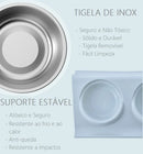 Comedouro E Bebedouro Pote Ração Duplo Cães Gatos Pet Inox Cor Verde