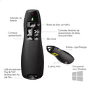 Apresentador Slide Passador Apontador Laser Controle Sem Fio Preto