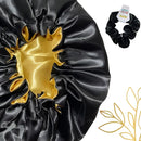 Touca De Dormir Cetim Luxo Duplo Tecido Confo Dourada/Preta