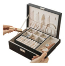 Porta Joias Grande Caixa Colar Bijuteria Portatil Viagem Cor Preto