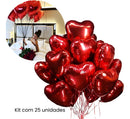 Balão Metalizado Aljatec decoração festa 25 unidades 45cm coração vermelho