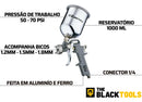 Pistola Pintura Gravidade Caneca 1000 Ml Rosca 1/4 Btpt1000 The Black Tools