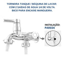Torneira Tanque Maquina De Volta Super Luxo 2 Saídas Acabamento Cromado Cor Prateado