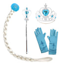Kit Frozen Elsa Acessórios Com Trança Luvas Coroa E Varinha