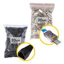 Kit 20 Peças Conector Rj45 Cat6 Blindado + 20 Capas Prot Preto