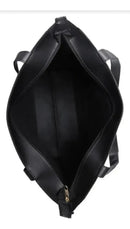 Bolsa De Ombro Grande Feminina Trabalho Passeio Linda Couro Cor Preto Desenho Do Tecido Liso