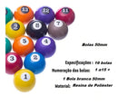 Jogo Bolas De Bilhar Sinuca Numeradas 50mm Snooker