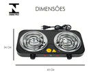 Fogão Fogareiro 2 Bocas Elétrico 2000w Fogão Cooktop Portáti Cor Preto