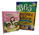 Kit Com Um Livro 365 Historias Bíblicas Devocional Infantil E Uma Bíblia Do Bebê Meninas Capa Dura Almofadada
