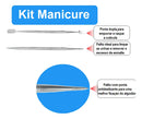 Kit 1 Espatula + 1 Palito Cutícula Aço Inox Ponta Dupla De Unha Manicure Pedicure