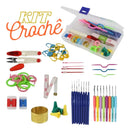 Kit Agulha De Crochê Completo Profissional Soft Cabo Emborrachado 16 Peças Lar das Fitas