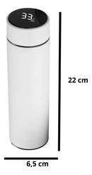 Garrafinha Térmica Inox Squeeze Água Gelada Display Digital Cor Branco