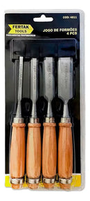 Kit Jogo Formão Profissional Entalhar Esculpir Madeira 4 Pçs