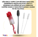 Kit Escovas Multiuso 4 em 1 para Limpeza Profunda | Ideal para Garrafas, Copos, Mamadeiras, Bicos e Canudos | Silicone + Nylon