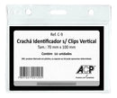 50 Un - Porta Crachá Identificador Cristal Horizontal 10x7cm
