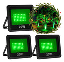 Kit 3 Refletores Luz Verde Led 20w Iluminação Jardim Grama Preto Verde