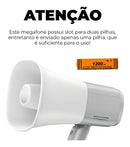 Megafone Profissional Gravador Amplificador Recarregável Voz Sirene Portatil Usb Cor Branco