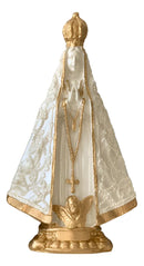 Nossa Senhora Aparecida 15cm Branca Perolado Dourado Gesso Branco Perolado E Dourado
