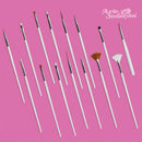 Kit 15 Pincéis Decoração De Unhas Gel Nail Art Branco Manicure Pedicure Alongamento Unha Gel Acrílico