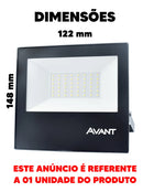 Refletor Led Slim 50w 6500k Branco Frio Ip65 a prova d'água Preto Cod: 259501372 Avant