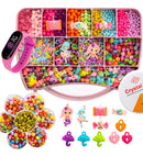 Kit Miçangas Infantil 3500 Pçs para Montar Pulseiras Bolinhas Maleta 19X13 cm 1 relógio digital Anita Bijuterias