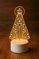 Luminária Religiosa Nossa Senhora Aparecida Acrílico Led Branco 3 Tons 3k/4k/65k