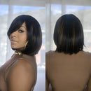 Peruca Lace Franja Fibra Orgânica Curta M Castanho com luzes