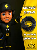 Extensão Eletrica 30 Metros Reforçada Profissional 10/20a Cor Preto Ms Eletro Eletrônica