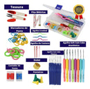 Kit Agulha De Crochê Completo Profissional Soft Cabo Emborrachado 16 Peças Lar das Fitas