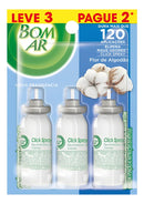 Refil aromatizante Bom Ar Click Spray flor de algodão 36 ml pacote x 3