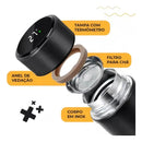 Garrafa térmica digital inteligente de 500 ml, cor preta
