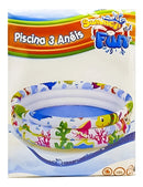 Piscina Inflável Redonda Wellmix Summer Fun 100 Litros 3 Aneis Fundo Do Mar Criança Infantil Branca
