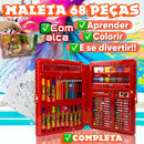Estojo Maleta 68 Peças Crianças Canetinhas Giz Lápis Menina