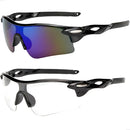 Óculos Ciclismo Bike Proteção Uv Preto e Azul + Transparente