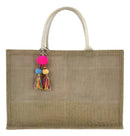 Bolsa De Praia Feminina Palha Com Zíper Chaveiro Ipermeável