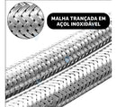 Engate Mangueira Flexível P/ Torneiras Monocomando 60cm Par Prateado Aço Inox
