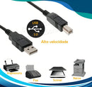 Cabo De Impressora Usb 2.0 Universal Para Epson Hp Samsung Cor Preto