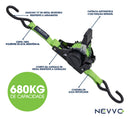 Cinta Para Carga Catraca Automatica Retrátil 680kg Nevvo Cor Verde