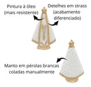 Imagem De Nossasenhora Perola Branca 15cm Com Pintura À Óleo Pérola Branca Com Centro Branco