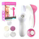 Escova Massageador Esponja Elétrica Facial Limpeza 5 Funções Cor Rosa e Branco