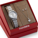 Relógio Mondaine Feminino Prata Kit Semi-joias Cor Da Correia Prateado 32608L0MKNE2K1