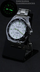 Relógio De Pulso Tecnet Relógio De Ponteiro Masculino Com Corpo Prateado, Para Masculino, Fundo Branco, Com Correia De Aço Inoxidável Cor Prateado, Bisel Cor Prateado E Pulseira