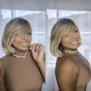 Peruca Lace Franja Fibra Orgânica Curta Modelo Melissa Loiro