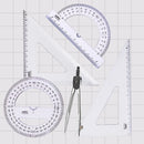 Kit 5un Escolar Transferidor Esquadro Compasso Matemática Cristal
