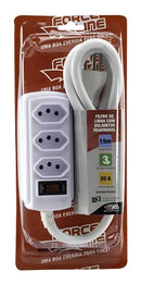 Filtro De Linha 3 Tomadas 1,5m 20a Branco Force Line