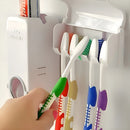 Dispenser Creme Dental + Porta Escova Suporte Para 5 Escovas