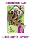 Truqys Pets Mordedor Osso Resistente Maciço Bamboo Peixe Aroma Bacon Cor Marrom