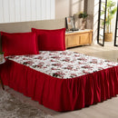 Kit Colcha Ana Casal Padrão 3pçs Estampada Floral Com Vermelho