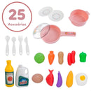 Kit Mini Cozinha de Brinquedo Fogão Geladeira Forno solta Água e som cor Rosa Atentu